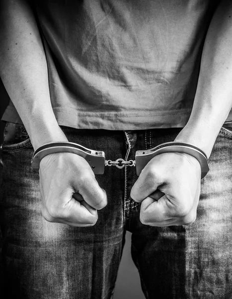 Male hands in handcuffs — Stock Photo, Image