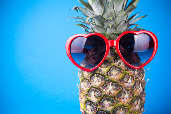 Funny pineapple in a sunglasses