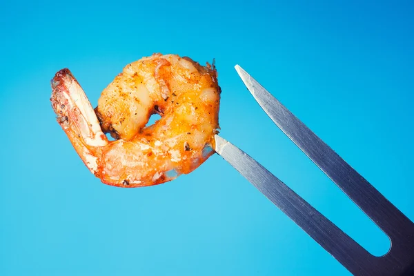 Lingüino camarón en un tenedor — Foto de Stock