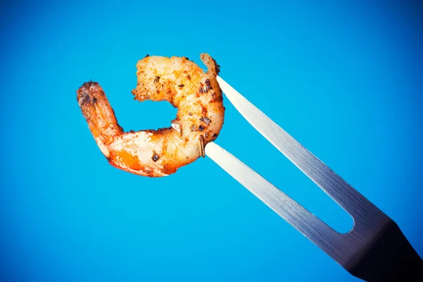 Lingüino camarón en un tenedor — Foto de Stock