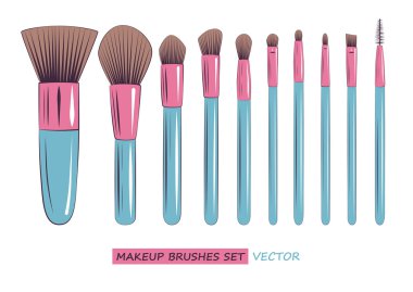 vector makeup brushes set isolated on white background clipart