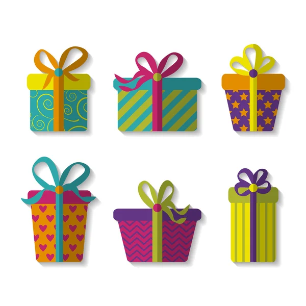 Vector conjunto de cajas de regalo colorido lindo — Archivo Imágenes Vectoriales