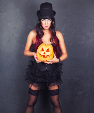 Siyah Gotik Halloween kostüm güzel cadı