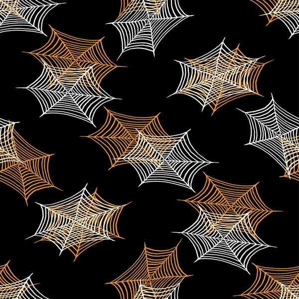 Vector halloween seamless pattern with spider webs — Stock Vector