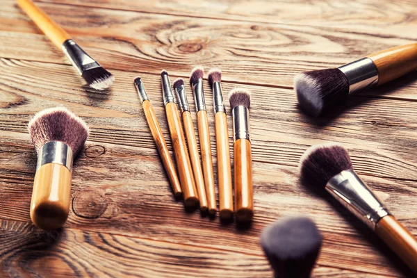 Uppsättning av borstar för makeup — Stockfoto