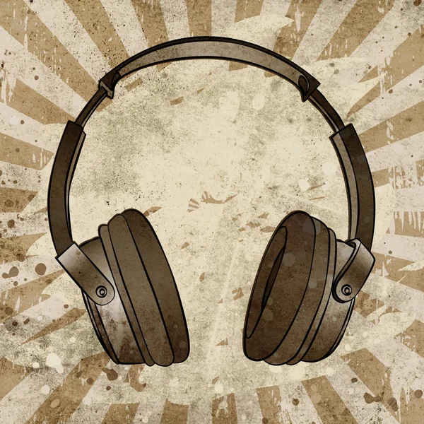 Headphones against grunge background — Stock Photo, Image