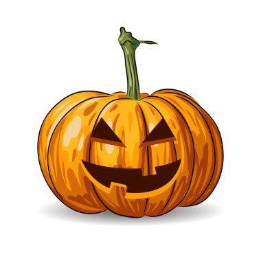 Beyaz arka plan üzerinde izole Halloween kabak yüz vektör