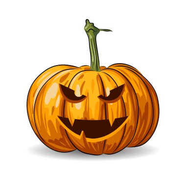 Beyaz arka plan üzerinde izole Halloween kabak yüz vektör