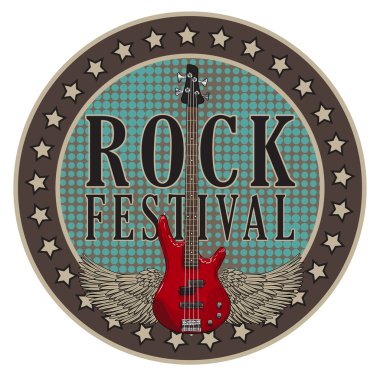 vektör poster ile kanatlı gitar rock Festivali için