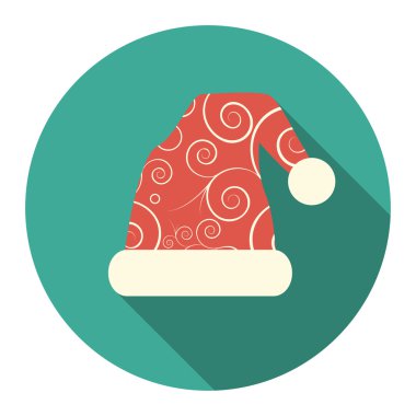 santa claus şapka ile yuvarlak düz simge vektör