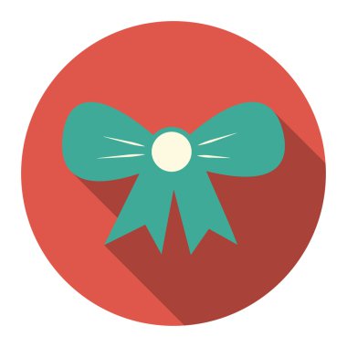 vektör yuvarlak mavi fiyonklu düz simgesi