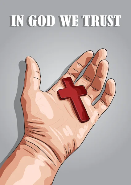 Vektorhand mit rotem Kreuz vor grauem Hintergrund — Stockvektor