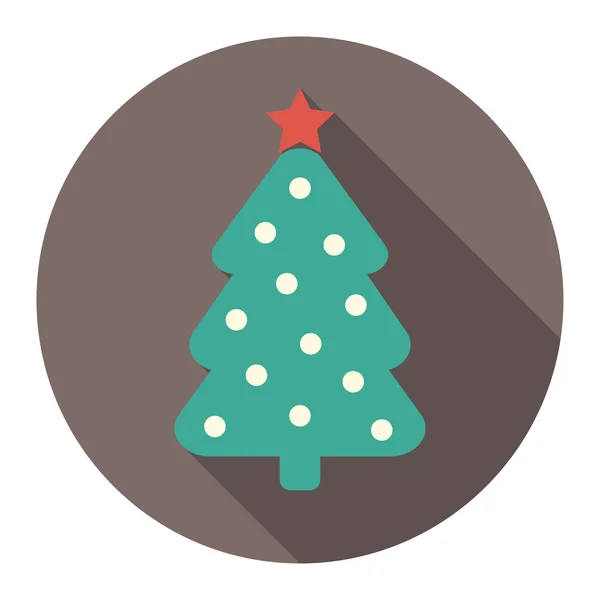 Vector round flat icon with christmas tree — Stock Vector