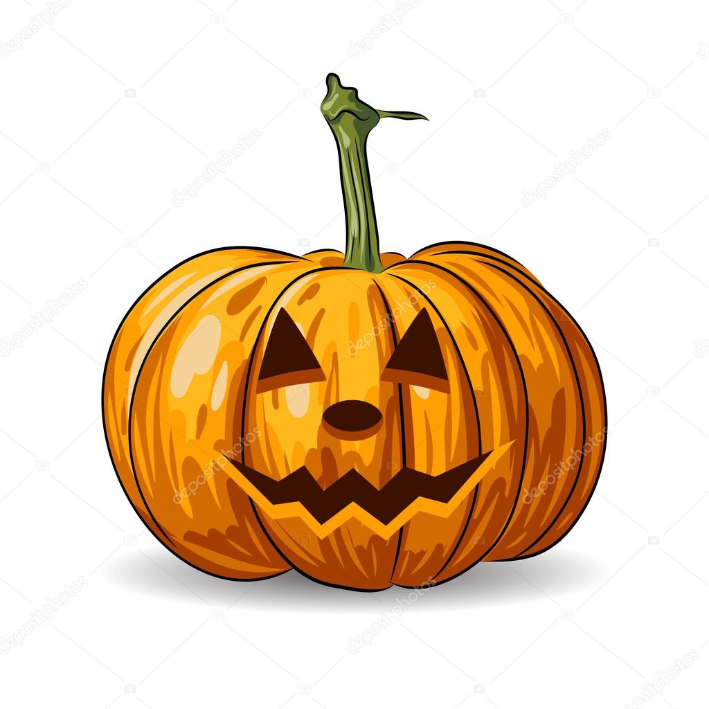 vector Halloween pumpkin face isolated on white background
