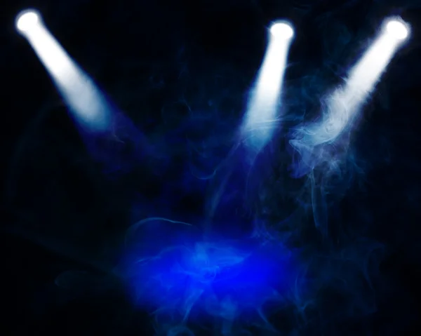 Spotlights and smoke in a room — Stock Photo, Image