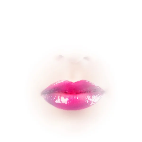 Pink glossy female lips — Stock Photo, Image