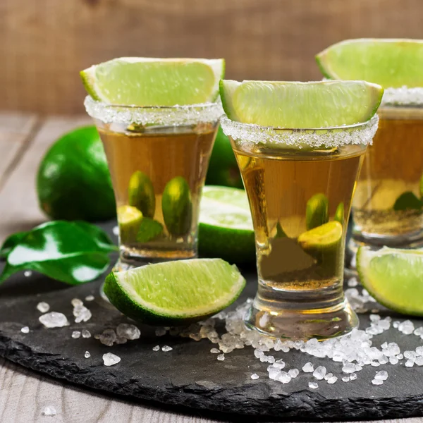 Gold mexican tequila shot — Stock Photo, Image