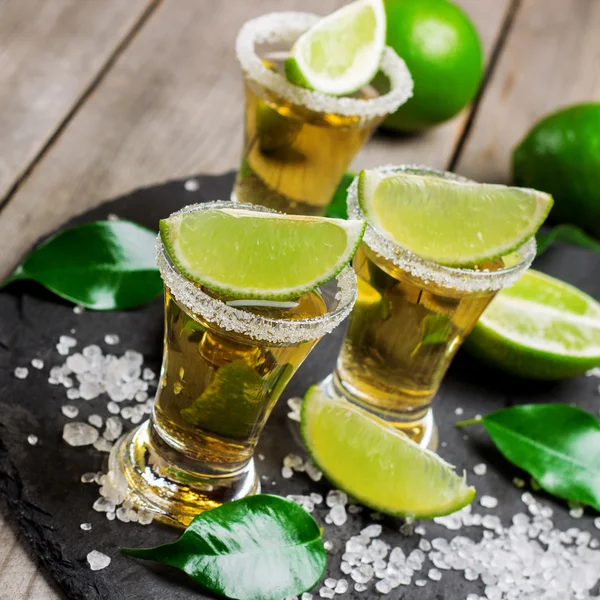 Gold mexican tequila shot — Stock Photo, Image