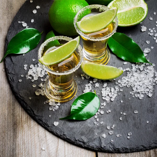 Gold mexican tequila shot — Stock Photo, Image