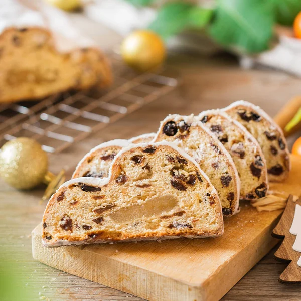 Säsongsmat Och Dryck Vinterkoncept Traditionell Europeisk Tysk Hemlagad Julkaka Bakverk — Stockfoto