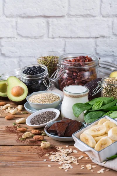 Voedsel rijk aan magnesium, gezond eten en dieet — Stockfoto