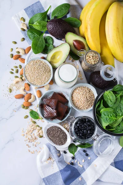 Mat rik på magnesium, hälsosam kost och diet — Stockfoto
