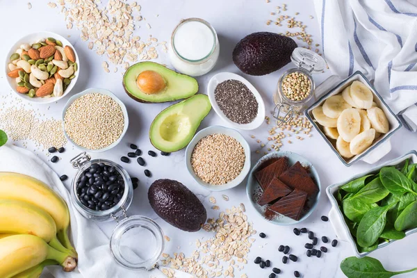 Mat rik på magnesium, hälsosam kost och diet — Stockfoto