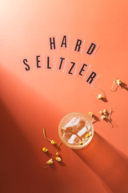 Papatya ve buzlu sert maden suyu kokteyli.