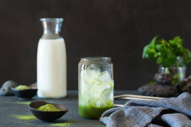 Buzlu kibrit yeşil çay latte, DIY, 3. adımın 2. aşaması.