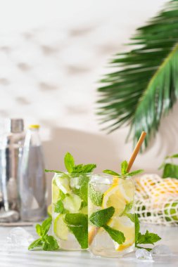 Yaz serinletici gölgeli sert maden suyu kokteyli