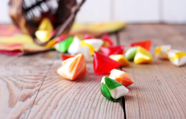 Basket with colorful sweet candies — Stock Photo, Image