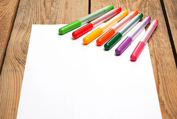 Felt tip pens on a paper — Stock Photo, Image