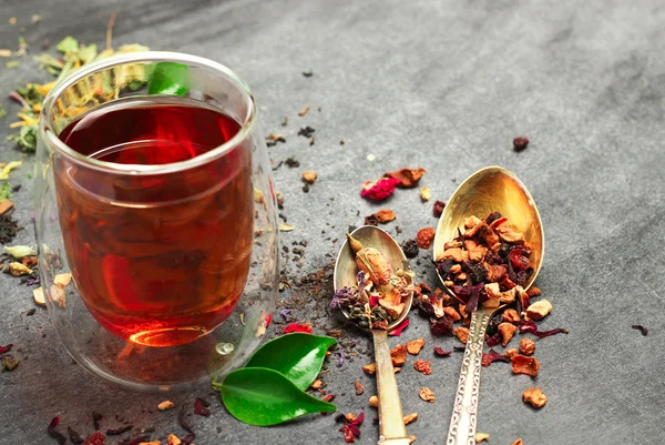 Herbal tea on a black chalkboard