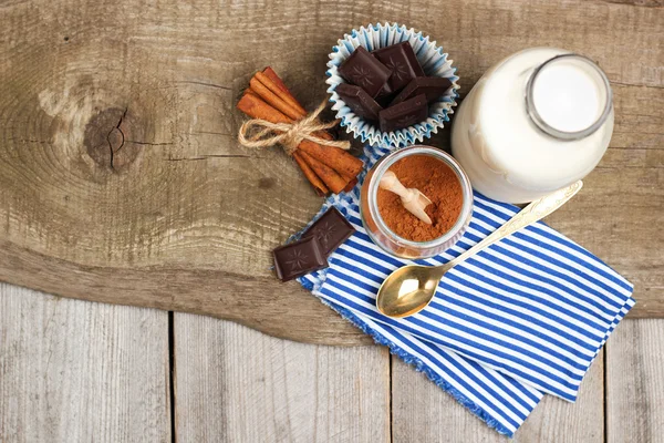 Ingredients for homemade cacao (cocoa) — Stock Photo, Image