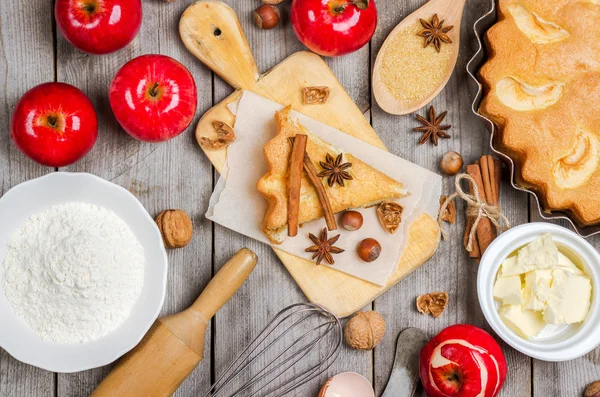 Ingredientes para torta de maçã — Fotografia de Stock