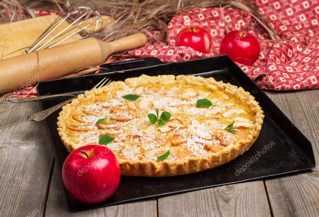 Apple Pie In A Rustic Style Stock Photo Apple Pie In A Rustic Style Stock Photo