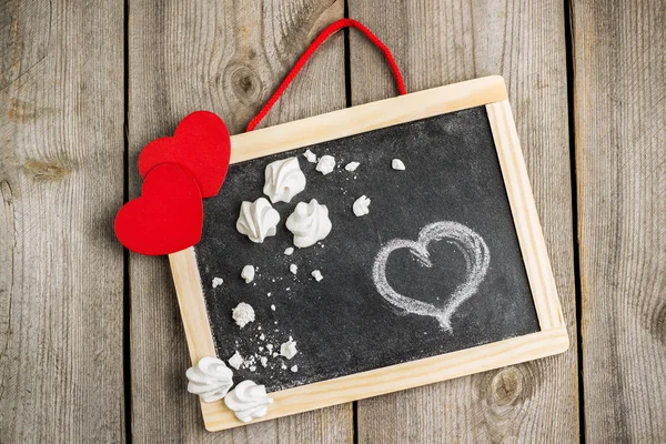 Love and Valentine Day decoration with hearts and frame — Stock Photo, Image