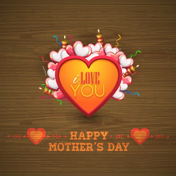 Feliz Día de la Madre Diseño Vector. Símbolo del corazón 3d . — Vector de stock