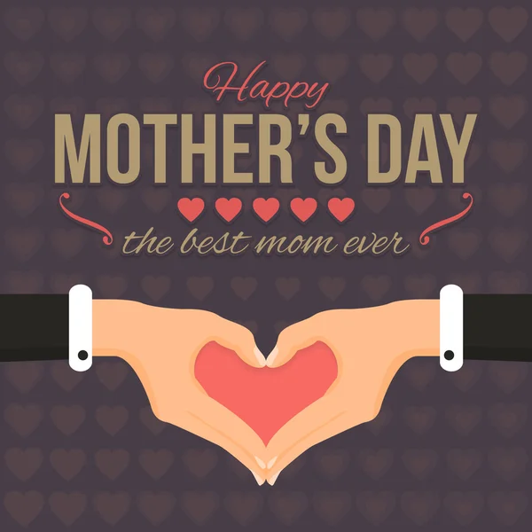 Heart Symbol Hands și Happy Mother 's Day Vector Design. Anunț Celebration Mesaj Poster, Design șablon Flyer — Vector de stoc