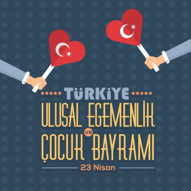 Kalp Tarzı Bayrak, Türkiye Cumhuriyeti Kutlama Kartı ve Tebrik Mesajı Afişi, Arka Plan, Rozetler - İngilizce 