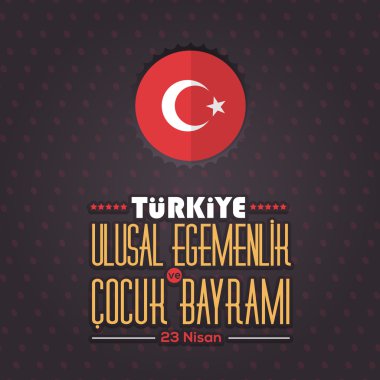 Retro Style Türkiye Cumhuriyeti Kutlama Kartı ve Tebrik Mesajı Afişi, Arka Plan, Rozetler - İngilizce 