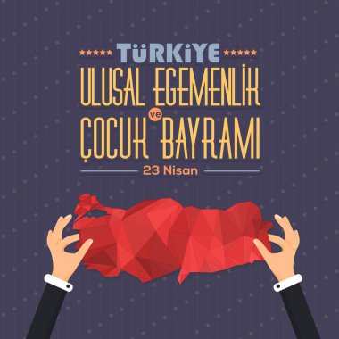 Geometrik Stil Türkiye Haritası El Ele Tutuşuyor - İngilizce 