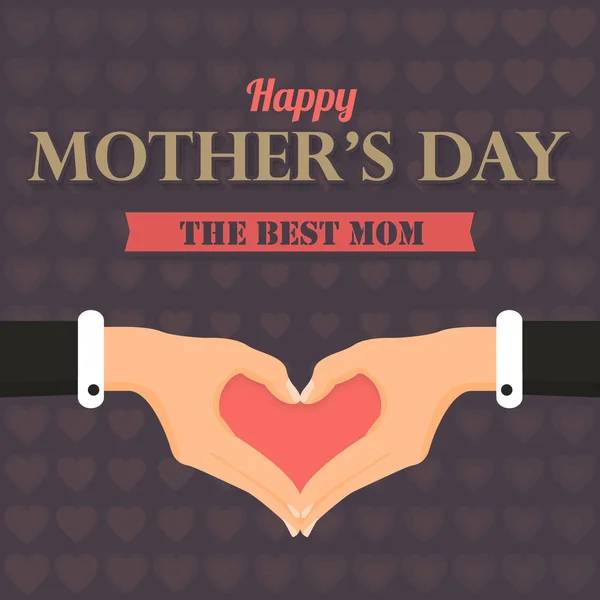 행복한 어머니의 날 벡터 디자인입니다. 심장 기호 손입니다. 공지 및 축하 메시지 포스터, 전단지 — 스톡 벡터