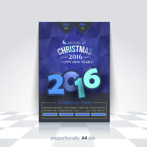 Tarjeta de felicitación Low Poly Background y Merry Christmas Concept, plantilla de folleto 2016 — Vector de stock