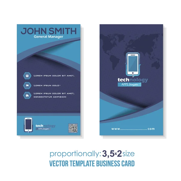 Tema de tecnología Diseño de tarjetas de visita verticales — Archivo Imágenes Vectoriales