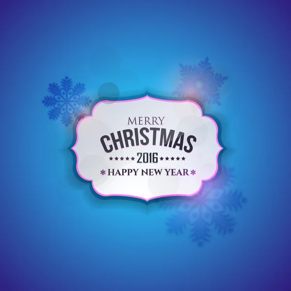 Bleu Couleurs Arrière-plan, Joyeux Noël et 2016 Nouvel An Badge, Carte de souhaits — Image vectorielle