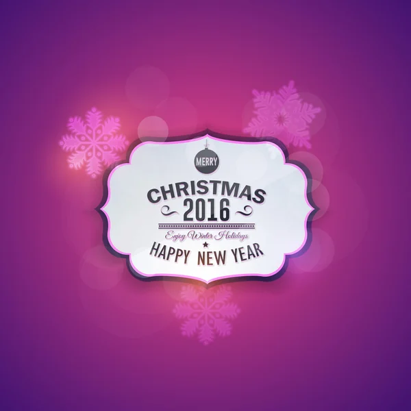 Joyeux Noël et 2016 Nouvel An Badge, Carte de voeux — Image vectorielle