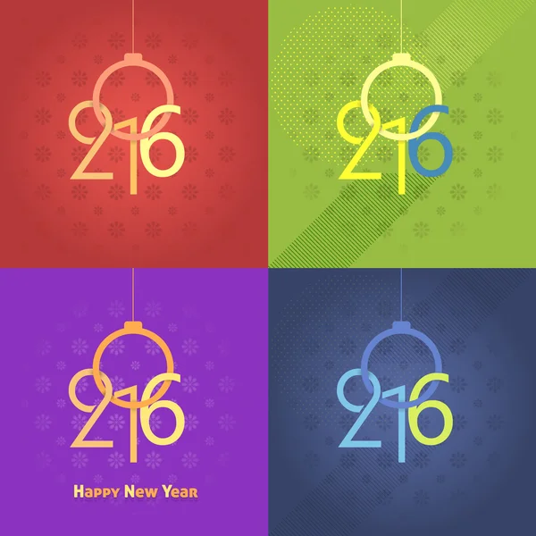 Colgando bolas de Navidad y 2016 Números, conjunto de fondo — Vector de stock