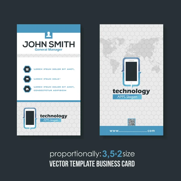 Clean Style Technology Theme Vertical Business Cards Design — Stock Vector