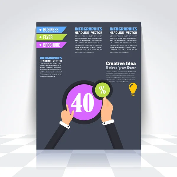 Flyer, numrerade banner, Infographics design, vektor 40 procent — Stock vektor